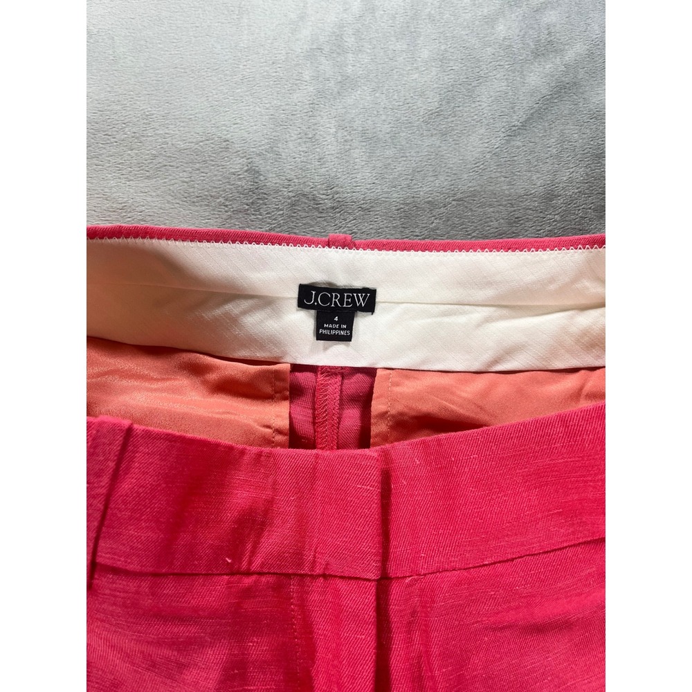 J.Crew‎ Straight Leg Essential Pant Brilliant Papaya Chelsea Linen Blend Size 4 - Picture 2 of 6